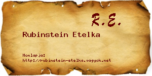Rubinstein Etelka névjegykártya